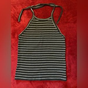 American Eagle Outfitters Halter Black and White Striped Tank